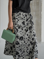 Printed High Waist Slim Drawstring Skirts