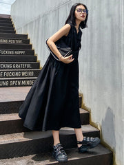 Original Minimalist Cool Pure Color Zipper Sleeveless Dress
