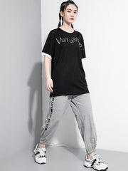 Original Letter Print Round-Neeck T-Shirts Tops