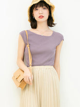 Solid Color Sleeveless Round Neck T-Shirt