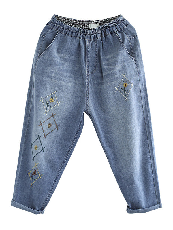 Original Embroidered Denim Capri-Pants