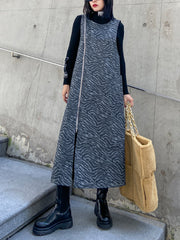 Zipper Round-Neck Vest Dress