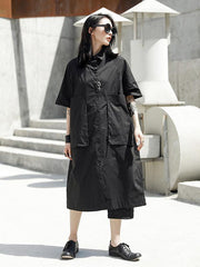 Loose Black Cool Long Shirt Dress
