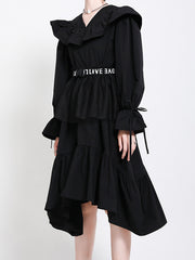 Women Solid Color Ruffled Casual Dress