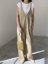 Japanese Loose Solid Color V-Neck Casual Jumpsuits