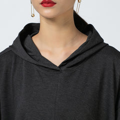 Women Irregular Solid Color Hooded Dress