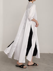 Women V-Neck Solid Color Irregular Shirt Dress