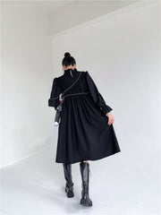 Women High Neck Stitching Casual Dress