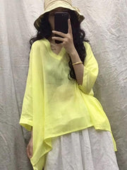 Artistic Retro Solid Sun-Protection Shirt Tops