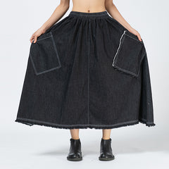 Women Irregular Solid Color Casual Skirt