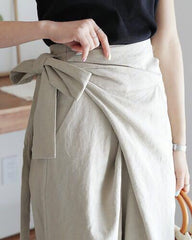 Pure Color Lace-Up Casual Trousers