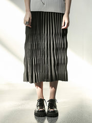 Roomy Pleated Pure Color Skirts Bottoms