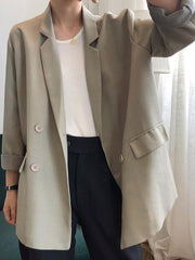 Loose Solid Color Casual Blazer Outwear