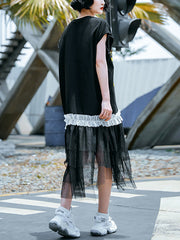 Letter Print Ruffled Sleeveless Casual Dress