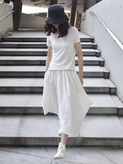 Solid Color Side Pointed Cropped Skirt