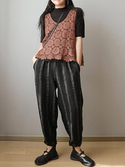 Vintage Casual Drawstring Striped Harem Pants