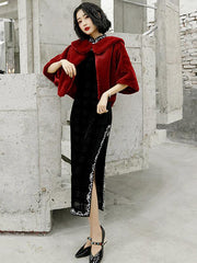 Vintage Double-Layer Velvet Long Cheongsams