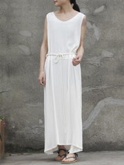 Straight Texture Art Van Soft Lace-up Long Dress