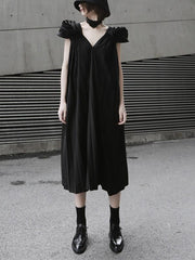 Elegant V-neck Big Hem Long Dress