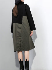 Women Stitching Solid Color Pullover Dress