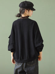 Vintage V-Neck Solid Loose Coat