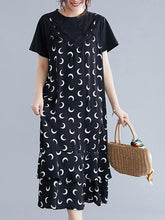 New Split-Joint Printed Lace Chiffon Dress