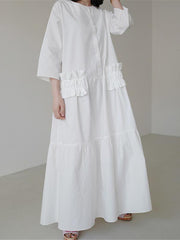 Loose Falbala Split-Joint Long Dress