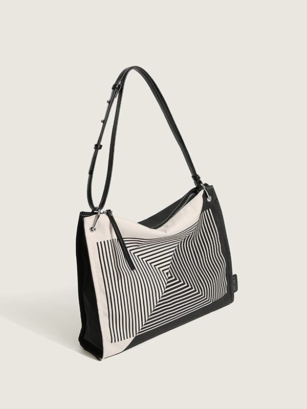 High Capacity Geometric Pattern Tote Bag