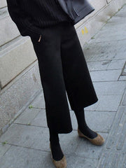 Thickening Woolen Wide Leg Ninth Pants