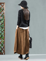 Ancient Coffee Clothing Vintage Spliced Flower Bud Skirt