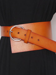 Women Versatile Solid Color Ring Wide Belt
