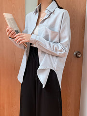 Solid Color Lapel Loose Shirt