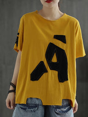 Original Applique Round-Neck T-Shirts Tops