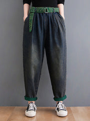 Women High Waist Solid Color Loose Casual Pants