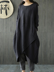 Simple Solid Color Irregular Loose Casual Dress