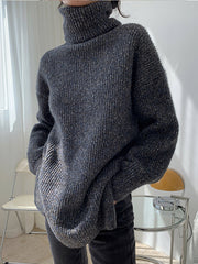 Women High Neck Loose Casual Sweater