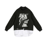 Casual Printed Splicing Fake Two Pieces Sweatshirt