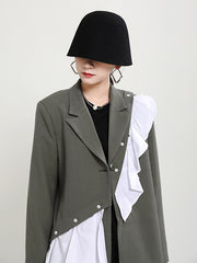 Loose Split-Joint Lace Lapel Outwear