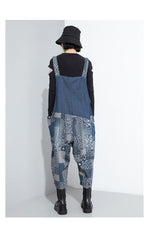 Women Retro Stitching One Piece Casual Jumpsuit