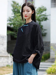 National Style Button Linen Shirt