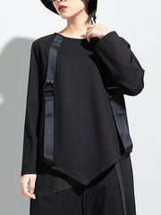 Women Stitching Loose Round Neck Sweatshirt