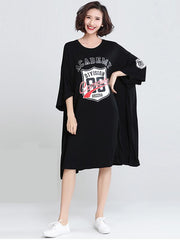 Loose Print T-Shirt Round Neck Dress