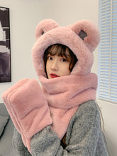 Lovely Solid Color Cashmere One Piece Hat And Scarf