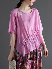 Original Irregularity Applique T-Shirts Tops