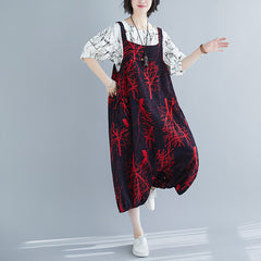 Literary Wide-Leg Pants Oversized Suspender Jumpsuits