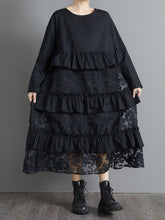 Retro Loose Lace Stitching Casual Dress