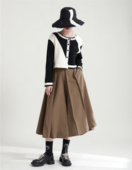 Original Design Solid A-Line High-Waist Skirt