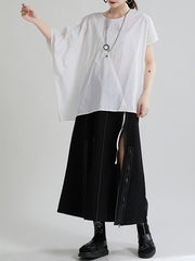 Irregular Drawstring Simple Loose Thin T-Shirt