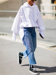 Long Sleeves Loose Solid Color Stand Collar Blouses&Shirts Tops