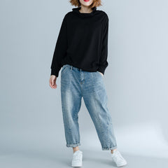 High Neck Solid Color Long Sleeves T-Shirt Tops